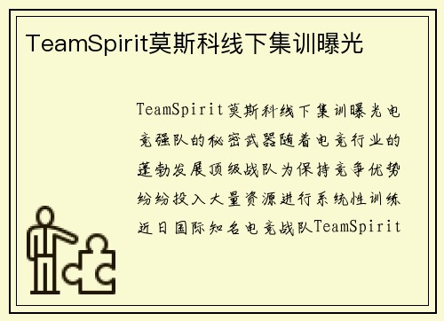 TeamSpirit莫斯科线下集训曝光