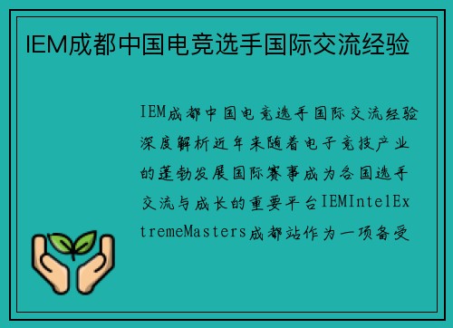 IEM成都中国电竞选手国际交流经验